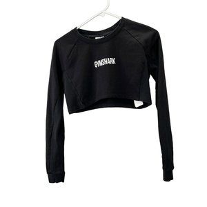 Gymshark Cropped Sweatshirt size XS Black Long Sleeve Spellout Crop